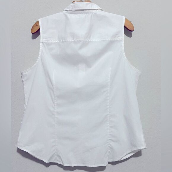 J Crew Factory NWT Sleeveless Cotton Poplin White Shirt Size XL in Signature Fit - Picture 12 of 12